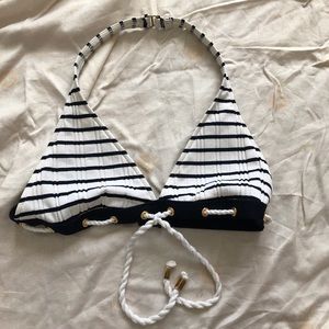 navy blue/white striped Ralph Lauren swim top